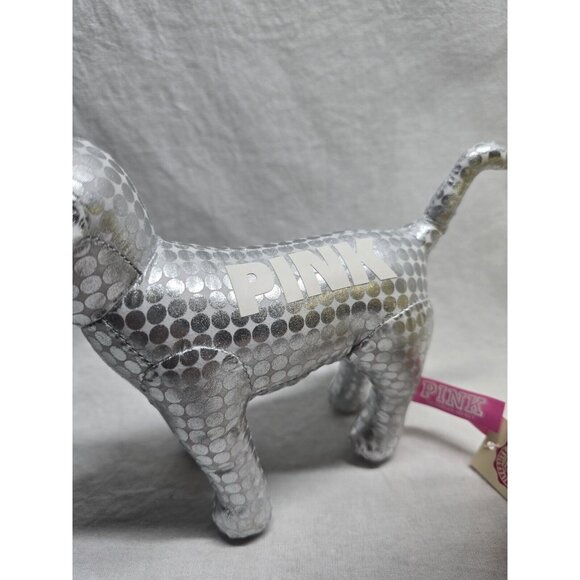 Victoria Secret PINK Dog Mascot Plush Lot of 2 Metallic Circle Printed- NWT - Picture 5 of 15